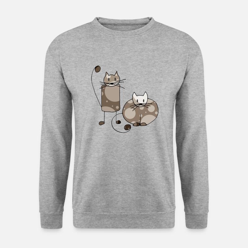 Katzen - Unisex Pullover - Weißgrau meliert