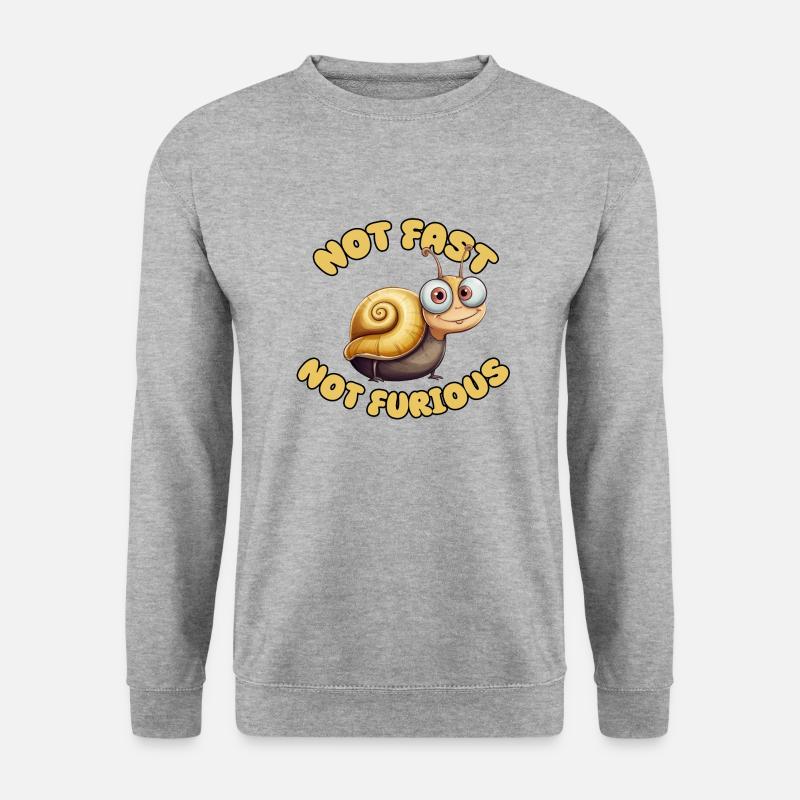 Schnecke - Not fast not furious - Unisex Pullover - Weißgrau meliert