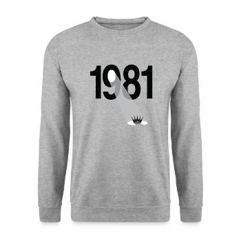 Vintage 1981 - Unisex Pullover - Weißgrau meliert - Vorne - Alina (178cm) & Michal (187cm)