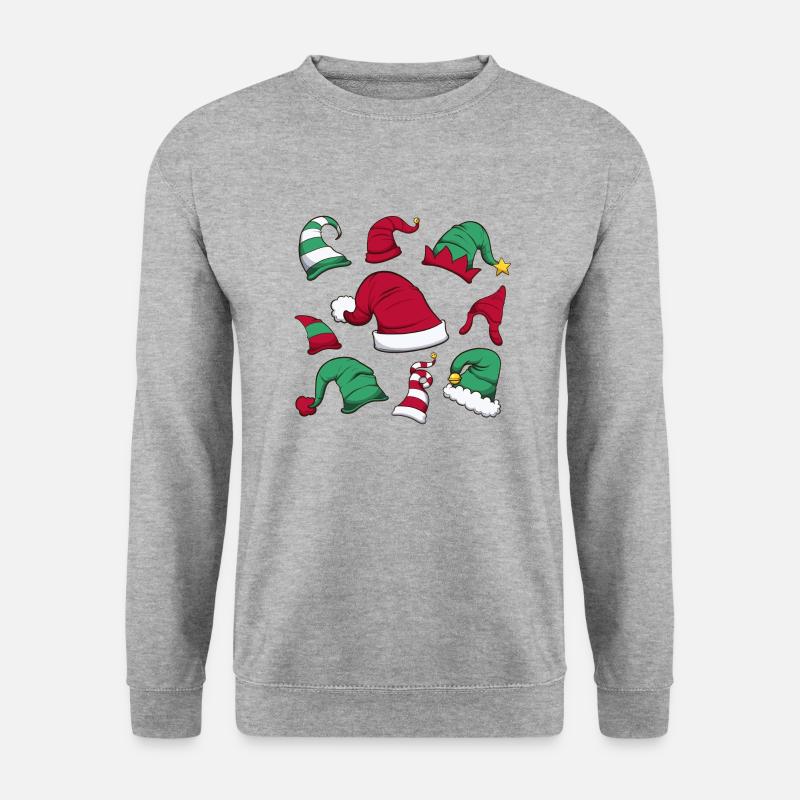Weihnachtsmützen - Unisex Pullover - Weißgrau meliert
