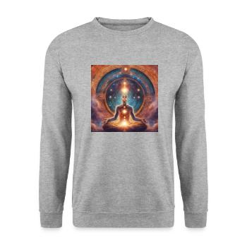 Weltall Spiritualität - Unisex Pullover - Weißgrau meliert - Vorne - Alina (178cm) & Michal (187cm)