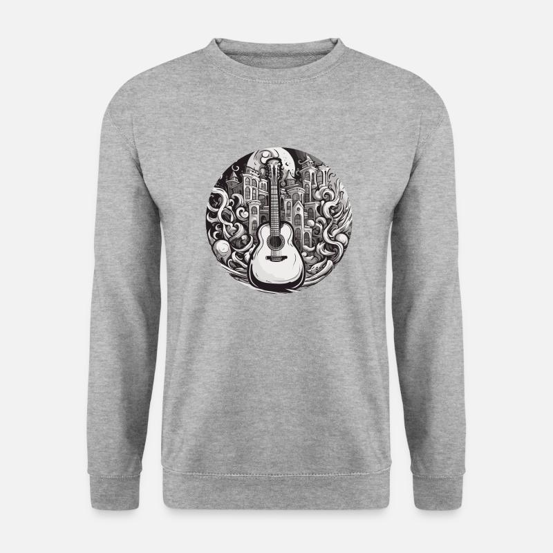 Rock n roll / Gitarre / Musik / Instrument - Unisex Pullover - Weißgrau meliert