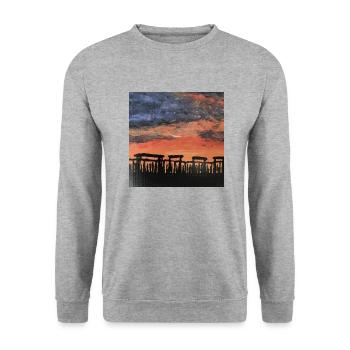 Ringheiligtum bei Schönebeck Pömmelte - Unisex Pullover - Weißgrau meliert - Vorne - Alina (178cm) & Michal (187cm)