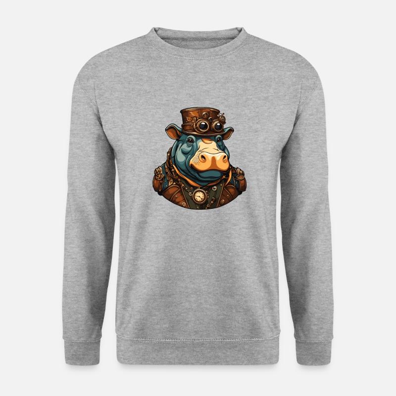 Nilpferd - Unisex Pullover - Weißgrau meliert