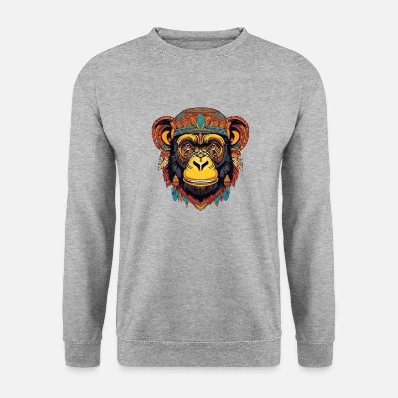 Schimpanse - Unisex Pullover - Weißgrau meliert