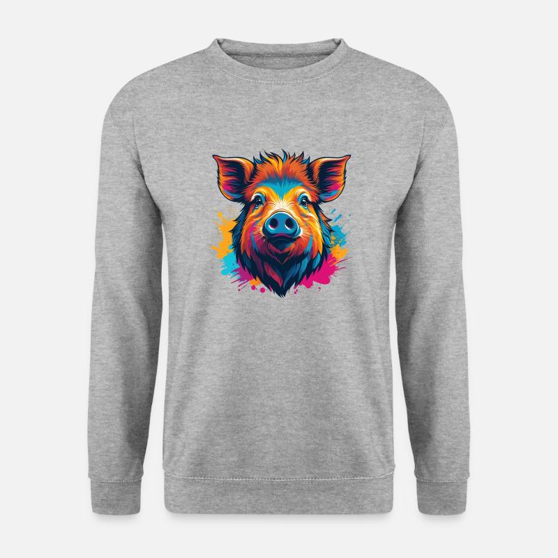 Eber - Unisex Pullover - Weißgrau meliert