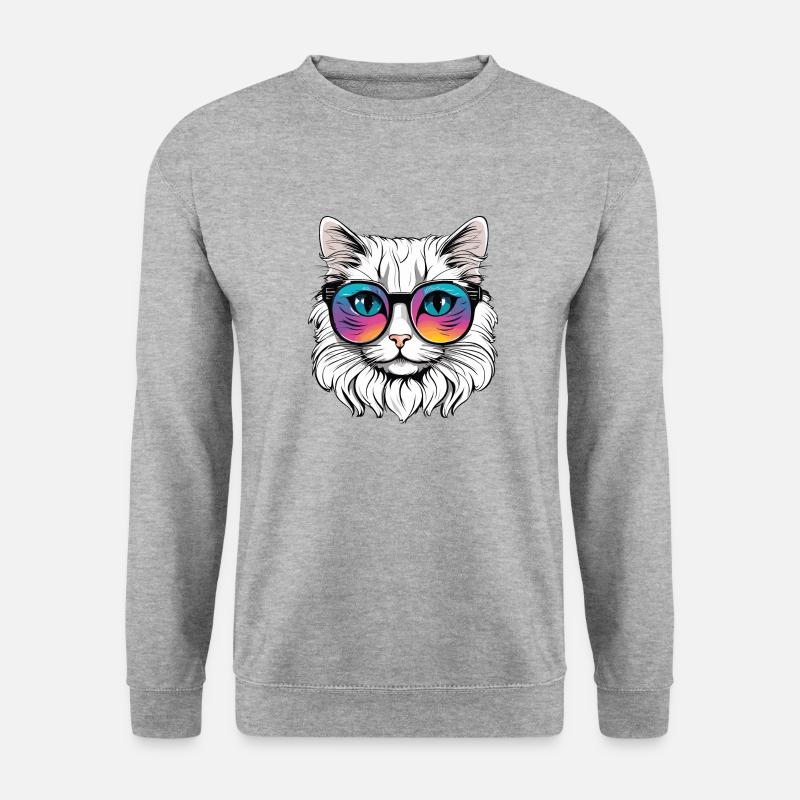 Katze - Unisex Pullover - Weißgrau meliert