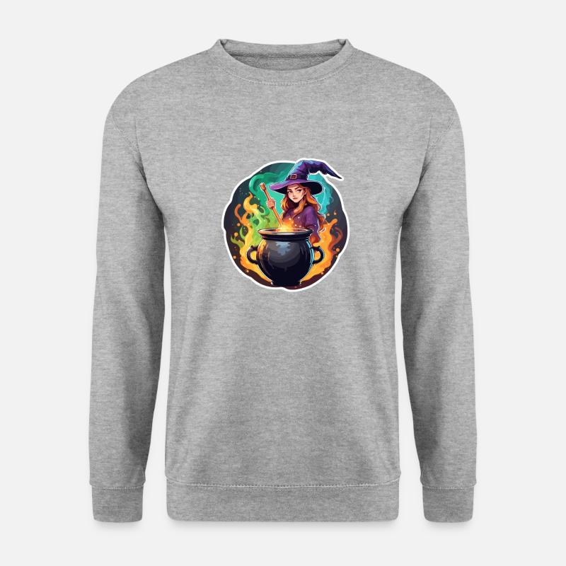 Hexe / Magie / Hexenritual / Märchen / Zauber - Unisex Pullover - Weißgrau meliert