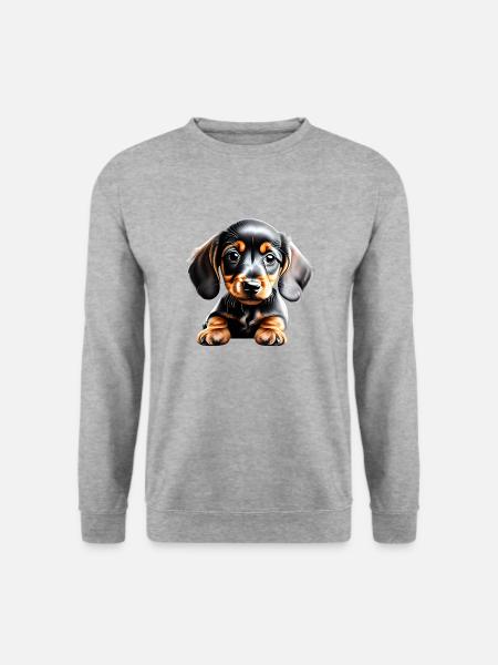 Dackelwelpe Hunde Dachshund Hundehalter Hund - Unisex Pullover - Weißgrau meliert