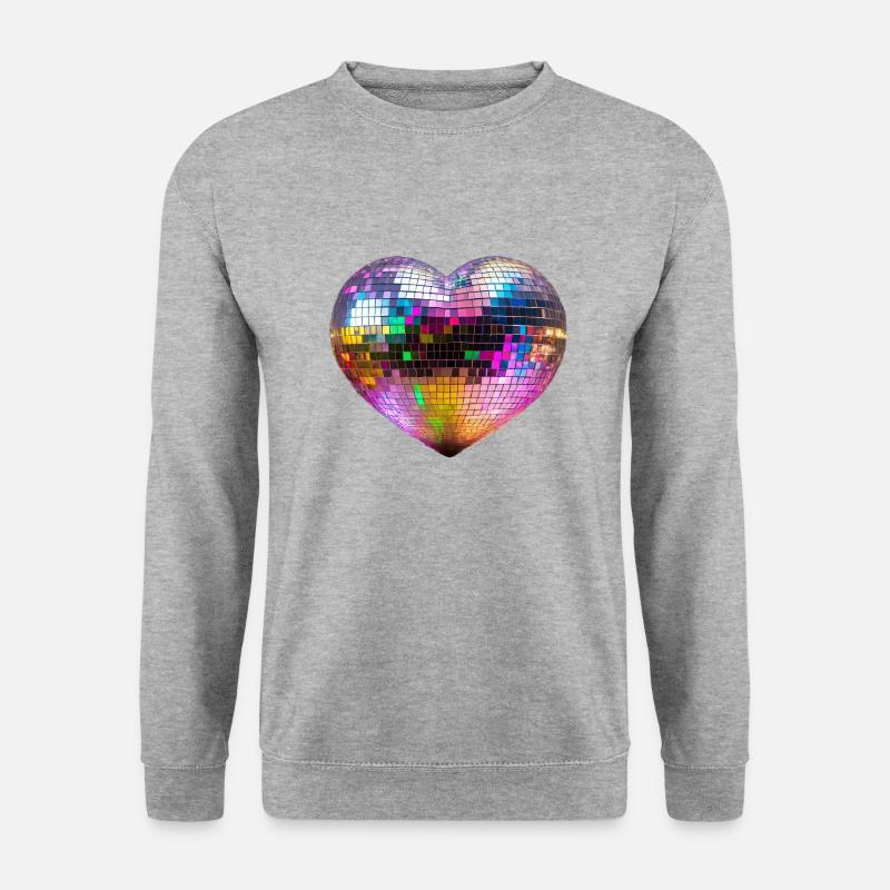Club Disco Herz - Unisex Pullover - Weißgrau meliert
