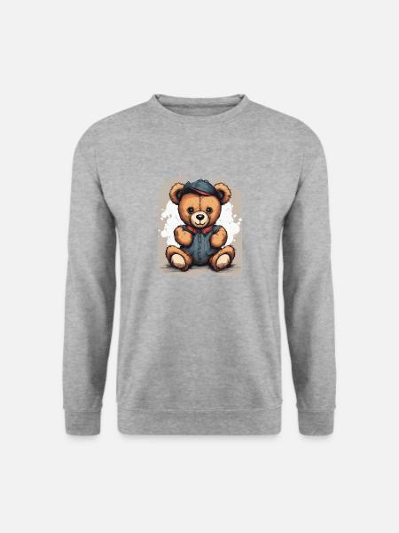 Denim Darling Teddybär Niedliche entzückende Mädchen Geschenk - Unisex Pullover - Weißgrau meliert