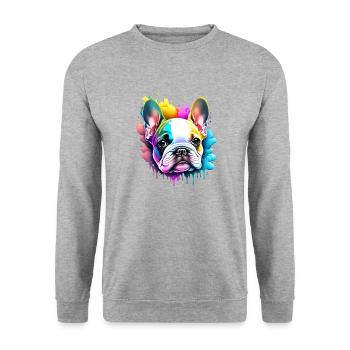 Bulldogge Hunde Hundebesitzer Hundehalter Hund - Unisex Pullover - Weißgrau meliert - Vorne - Alina (178cm) & Michal (187cm)