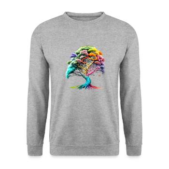 Lebensbaum Keltischer Baum des Lebens Meditation - Unisex Pullover - Weißgrau meliert - Vorne - Alina (178cm) & Michal (187cm)