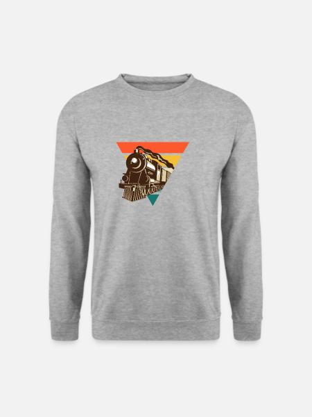 Oldtimer-Lokomotive - Geschenkidee - Unisex Pullover - Weißgrau meliert