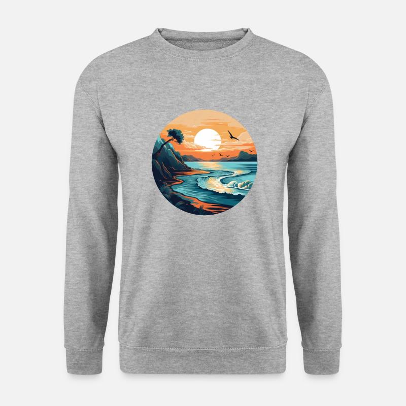 Sonnenuntergang Ozean - Unisex Pullover - Weißgrau meliert