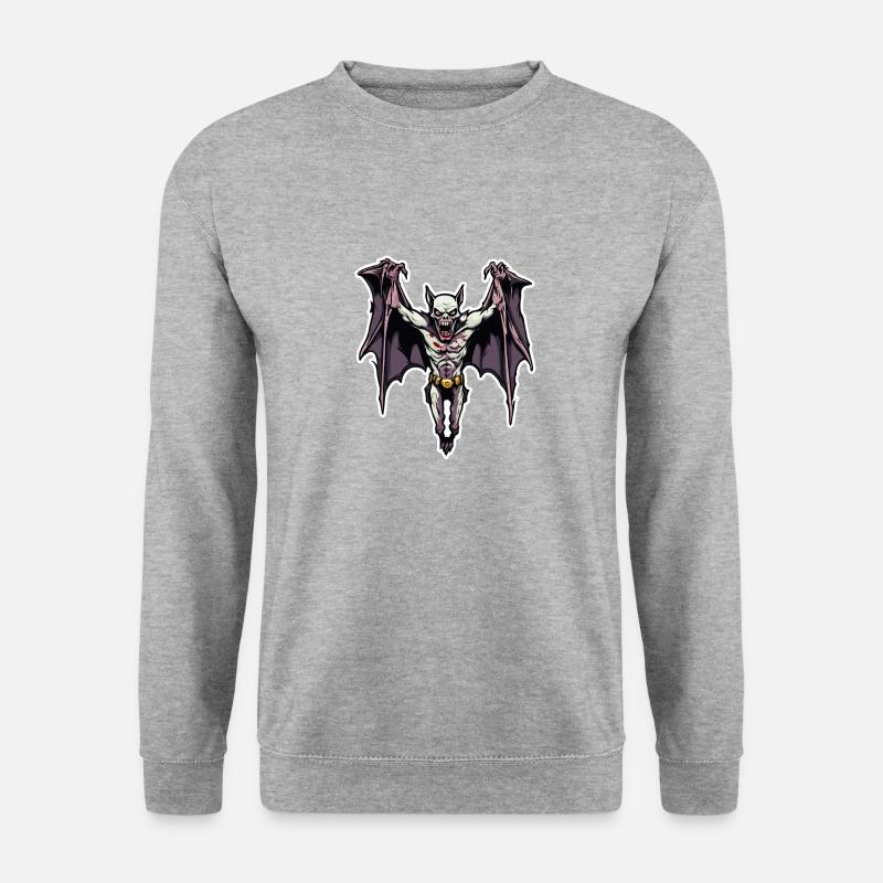 Fledermaus / Vampir / Dracula / Tier / Halloween - Unisex Pullover - Weißgrau meliert