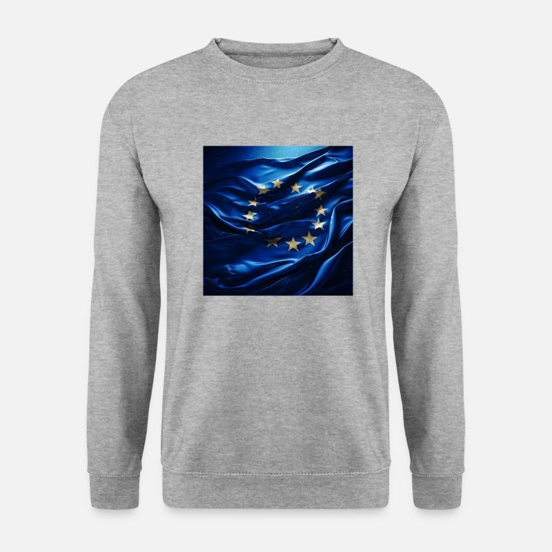 Europa-Flagge - Unisex Pullover - Weißgrau meliert