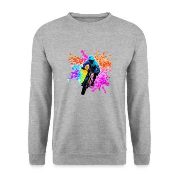 Radfahrer Radeln Fahrradfahrer Radfahren Fahrrad - Unisex Pullover - Weißgrau meliert - Vorne - Alina (178cm) & Michal (187cm)