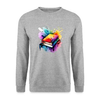 Book Reading Gift Reader Book Lover Books - Unisex Sweatshirt - salt & pepper - Front - Alina (178cm) & Michal (187cm)