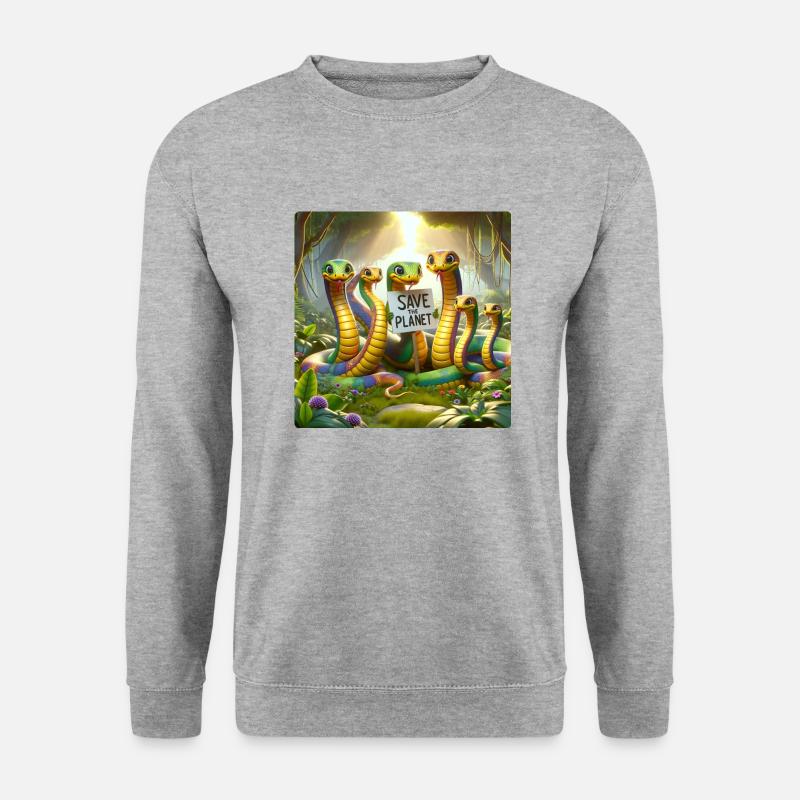 Schlangen Familie - Unisex Pullover - Weißgrau meliert