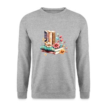Book Lover Reading Books Reader Gift Book - Unisex Sweatshirt - salt & pepper - Front - Alina (178cm) & Michal (187cm)