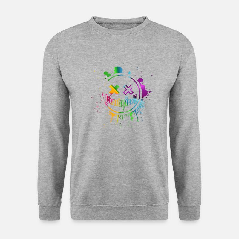 Pixelsmiley - Unisex Pullover - Weißgrau meliert