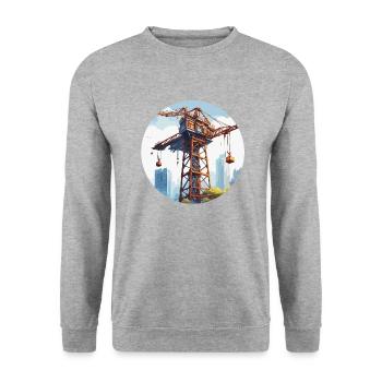 Crane / construction site / winch / crane system - Unisex Sweatshirt - salt & pepper - Front - Alina (178cm) & Michal (187cm)