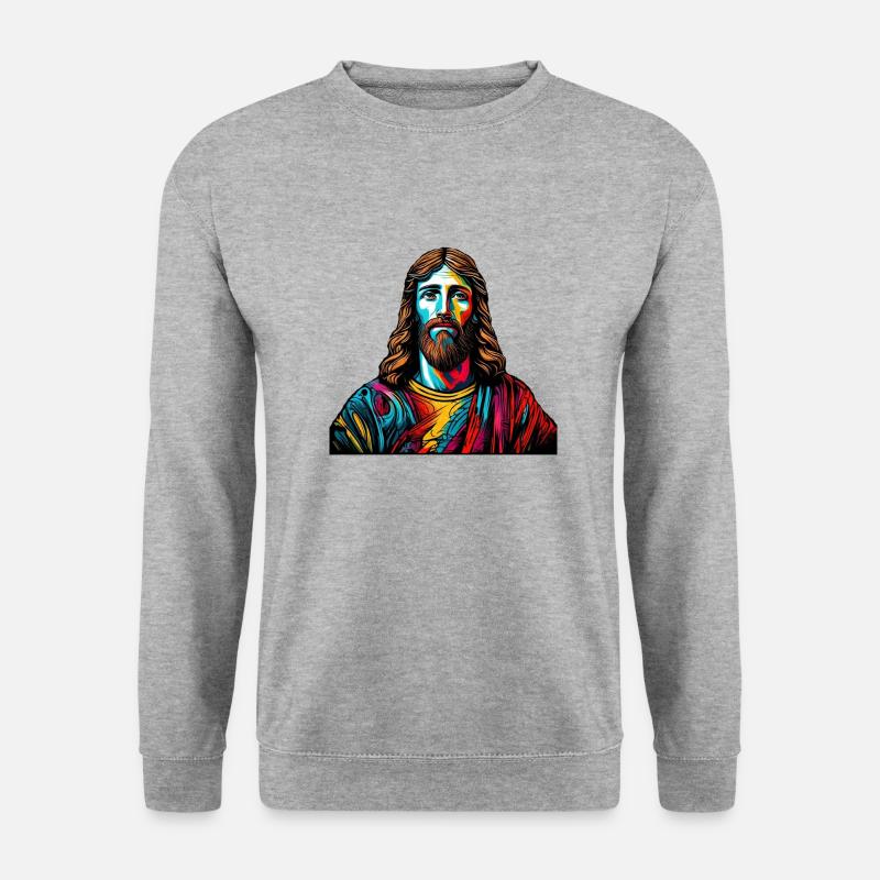 Jesus Graffiti - Unisex Pullover - Weißgrau meliert