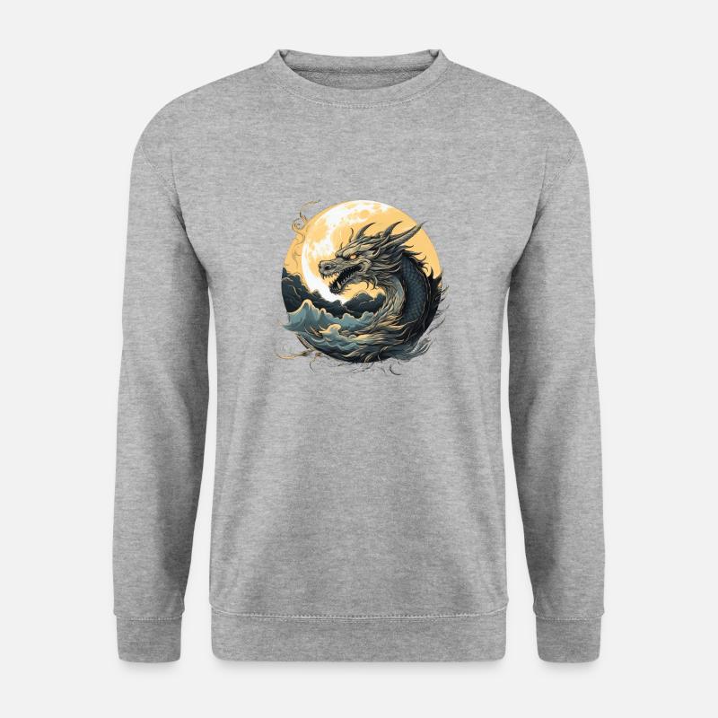 Aufstieg des Drachen - Unisex Pullover - Weißgrau meliert