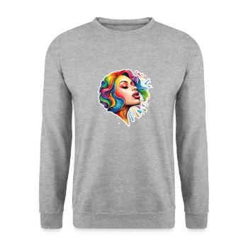 Femme / Jolie / Portrait / Cheveux colorés / Modèle - Sweat-shirt Unisexe - gris chiné - Devant - Alina (178cm) & Michal (187cm)