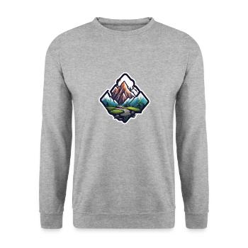 Mountain / Alps / Summit / Nature / Forest / Rock - Unisex Sweatshirt - salt & pepper - Front - Alina (178cm) & Michal (187cm)