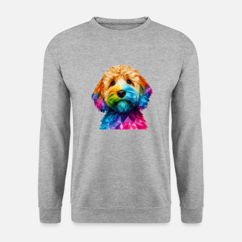 Moderner geometrischer Hundeschnauzen-Cockapoo - Unisex Pullover - Weißgrau meliert