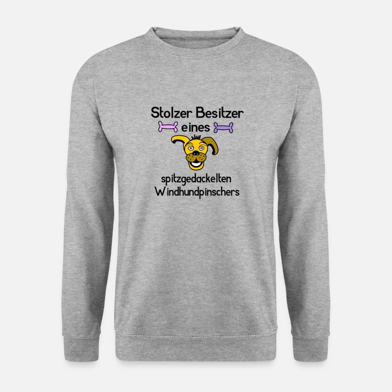 Spitzgedackelter Windhundpinschers - Unisex Pullover - Weißgrau meliert