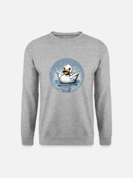 Gummiente / Badeente / Wasser / Badewanne - Unisex Pullover - Weißgrau meliert