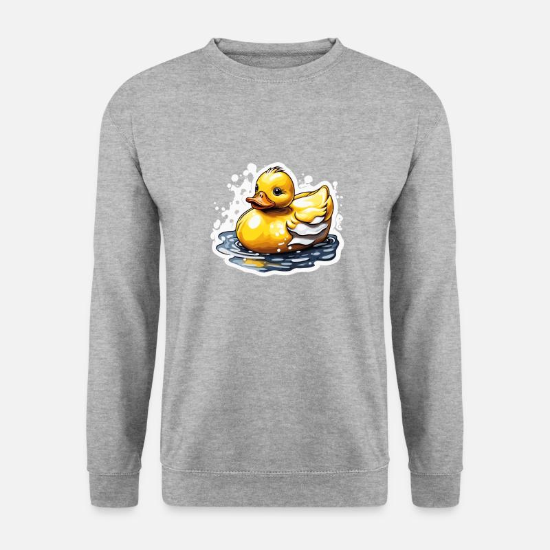 Gummiente / Badeente / Wasser / Badewanne - Unisex Pullover - Weißgrau meliert