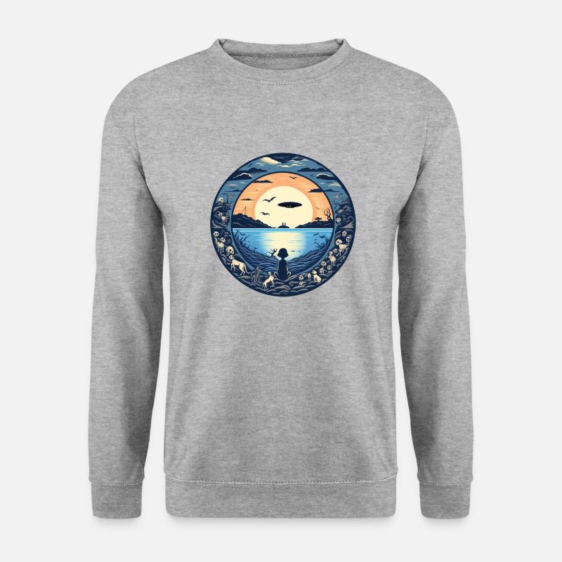 sundown at the ocean - Unisex Pullover - Weißgrau meliert