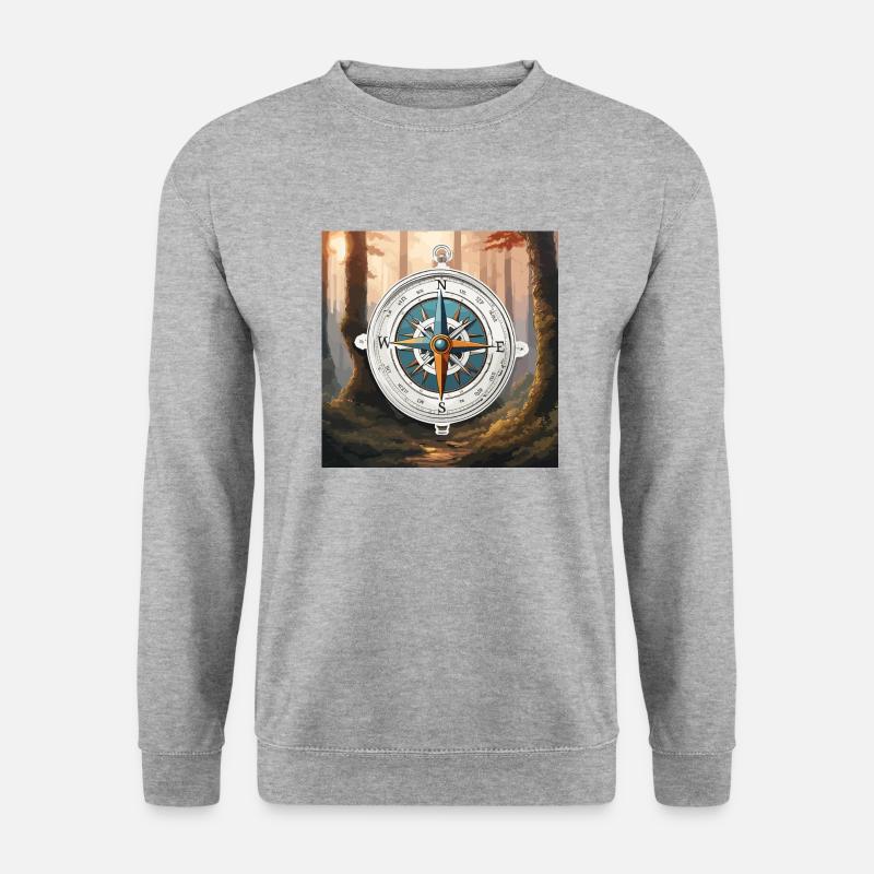 Kompass / Himmelsrichtung / Reisen / Survival - Unisex Pullover - Weißgrau meliert