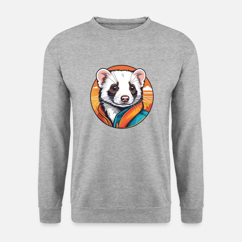 Frettchen - Unisex Pullover - Weißgrau meliert