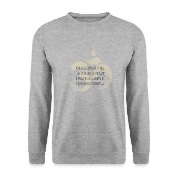 Yoga Outfit / Gayatri Mantra / Om Bhur Bhuvah Svah - Unisex Pullover - Weißgrau meliert - Vorne - Alina (178cm) & Michal (187cm)