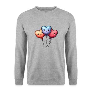 Balloon hearts also for children and birthdays - Unisex Sweatshirt - salt & pepper - Front - Alina (178cm) & Michal (187cm)