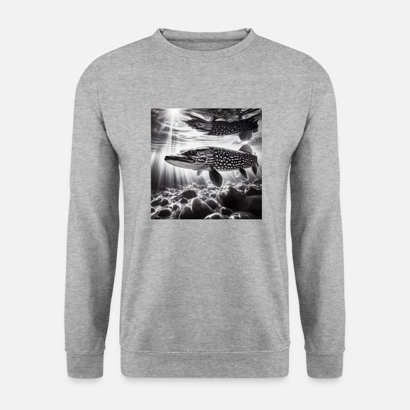 Hecht Foto 2 - Unisex Pullover - Weißgrau meliert