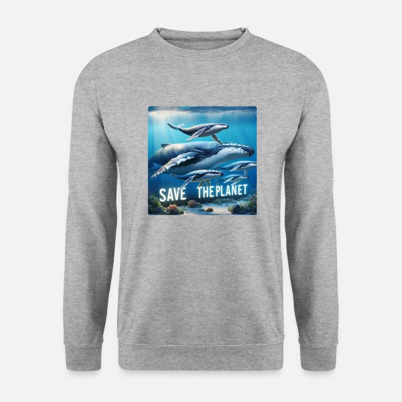 Wal Familie - Unisex Pullover - Weißgrau meliert