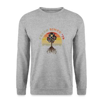 Millésime 1976 - Sweat-shirt Unisexe - gris chiné - Devant - Alina (178cm) & Michal (187cm)