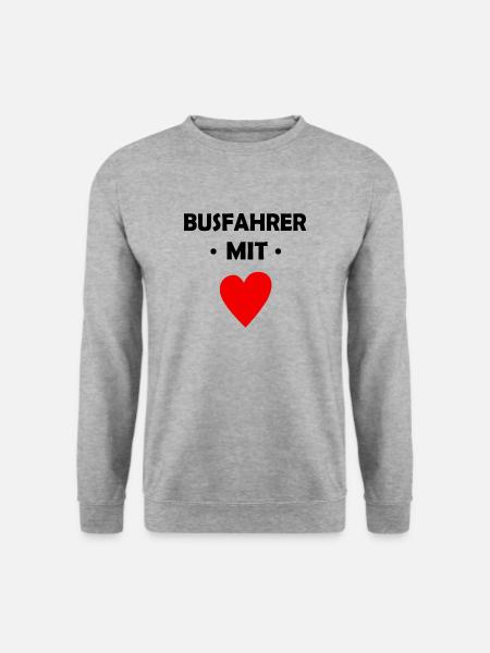 Busfahrer mit Herz - Bus - Omnibus - Unisex Pullover - Weißgrau meliert