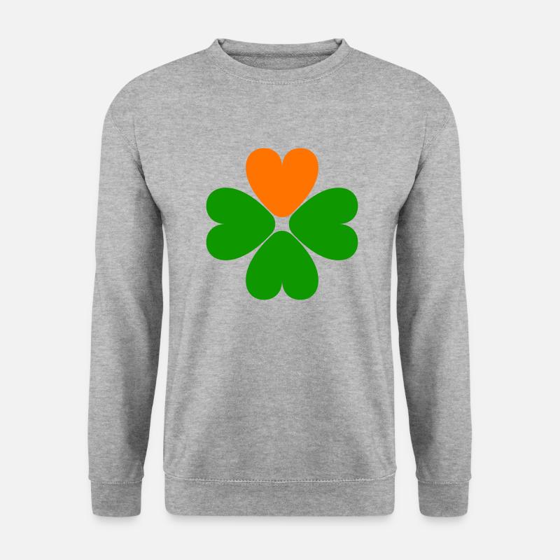 St. Patrick's Day Kleeblatt Kleeblatt Kleeblatt Herz - Unisex Pullover - Weißgrau meliert