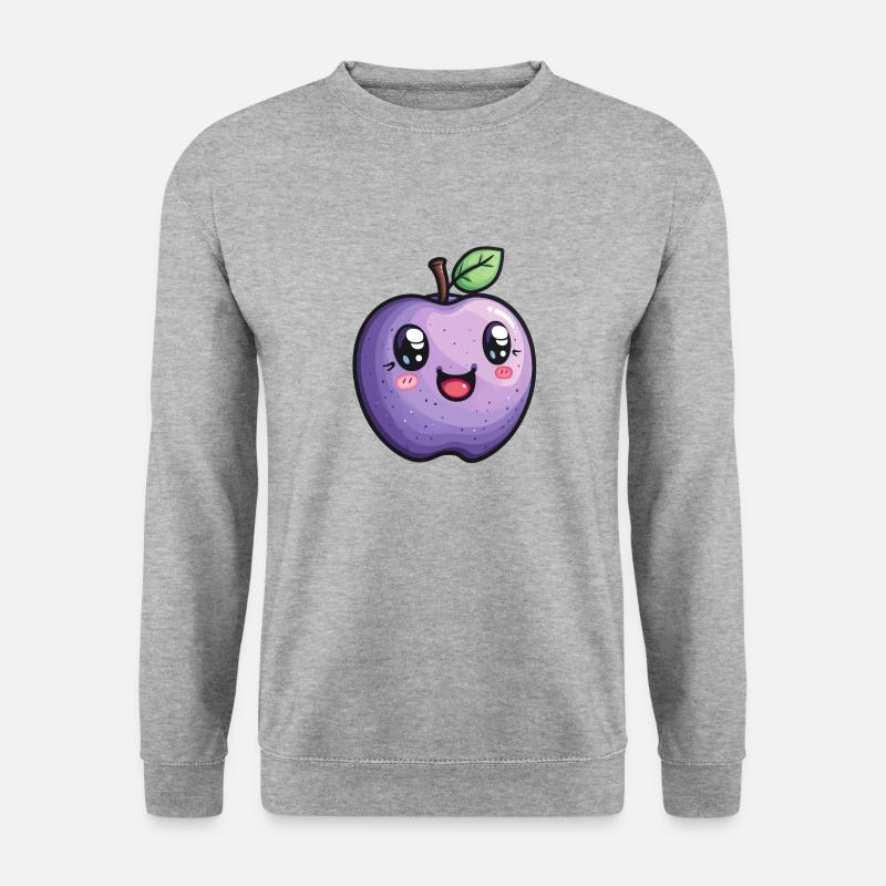 Lila Apfel Sujet - Unisex Pullover - Weißgrau meliert