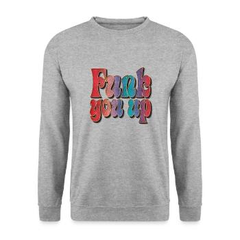 Funk you up - Unisex Pullover - Weißgrau meliert - Vorne - Alina (178cm) & Michal (187cm)
