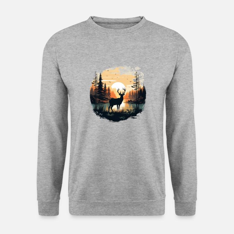 Hirschwald - Unisex Pullover - Weißgrau meliert