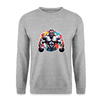 Bodybuilder / Sports / Fitness / Monkey / Muscles - Unisex Sweatshirt - salt & pepper - Front - Alina (178cm) & Michal (187cm)