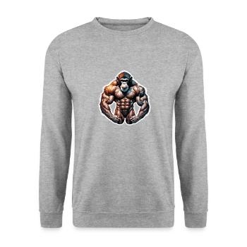 Bodybuilder / Sports / Fitness / Monkey / Muscles - Unisex Sweatshirt - salt & pepper - Front - Alina (178cm) & Michal (187cm)